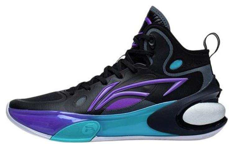 Li-Ning Li Ning YuShuai 17 Cushioning, Wear Resistant Mid top Basketball Shoes Men's Black Purple