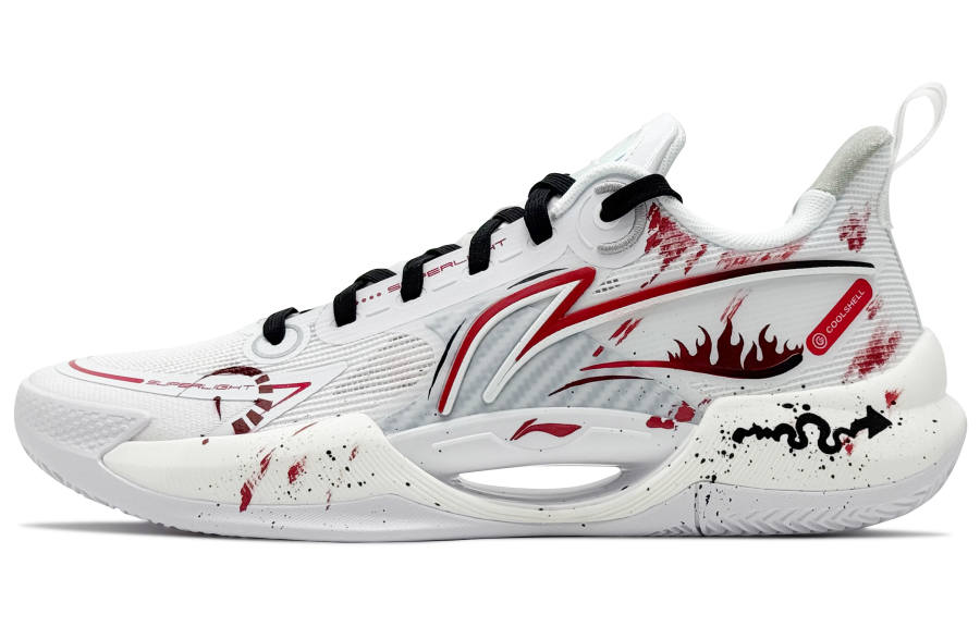 Li-Ning Li Ning Super Light V2 Cushioning Slip Resistant Abrasion Resistant Low top Basketball Shoes Men's White Red