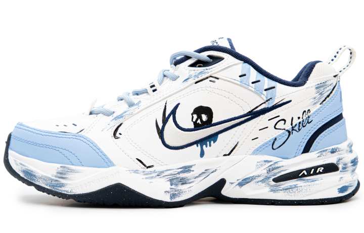 Nike Nike Air Monarch 4 Withered Dream Mirror Slip Resistant Abrasion Resistant Low top Chunky Sneakers Unisex White Blue