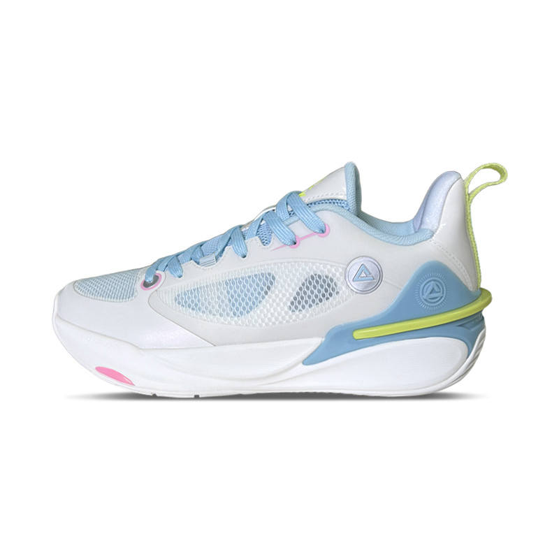 PEAK Delicate Cushioning Slip Resistant Abrasion Resistant Mid top Basketball Shoes Women's Milk White Blue