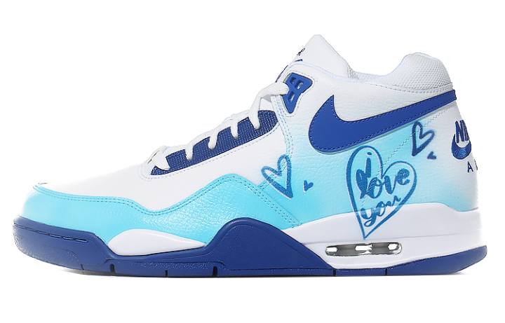 Nike Nike Flight Legacy Mid top Vintage Basketball Shoes Men's White Blue