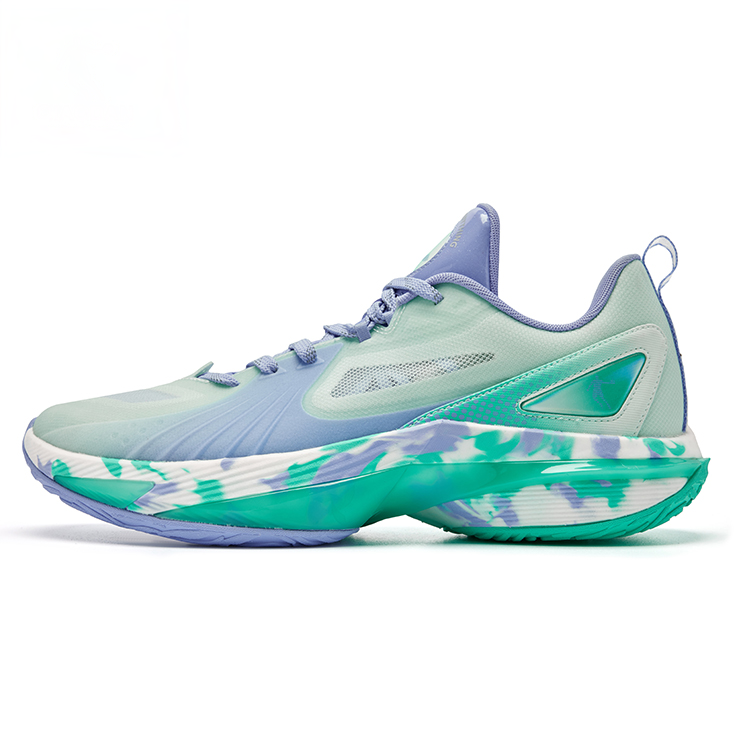 QIAODAN Anti Slip Wear Resistant Low Top Basketball Shoes Men's Purple Green