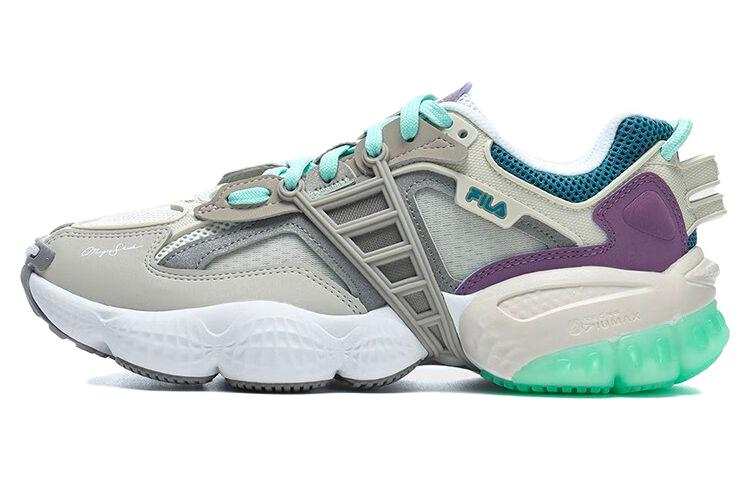 FILA Magic Stick x FILA LADDER Textile, Synthetic Leather, TPU Low top Chunky Sneakers Women's Gray Green