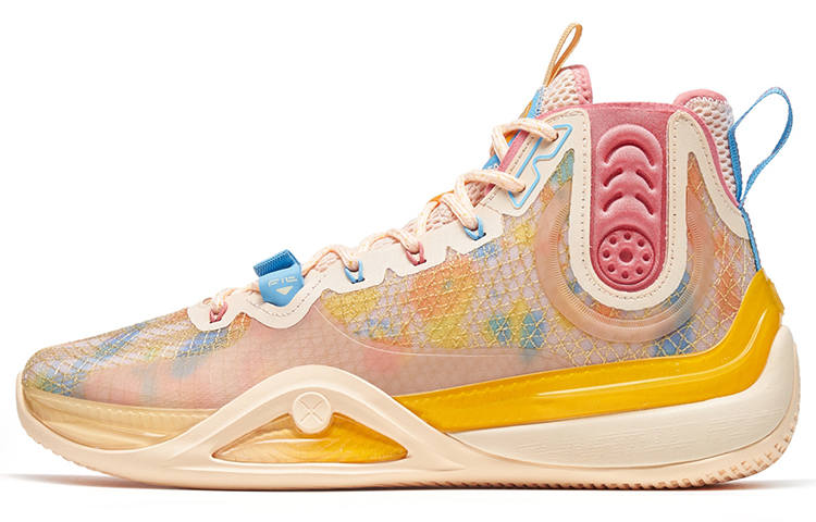 XTEP Royal Wind Generation Cushioning Slip Resistant Abrasion Resistant High top Basketball Shoes Men's Orange Pink