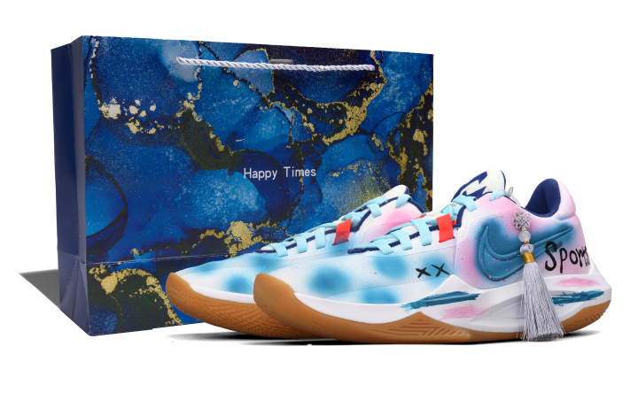 Nike Nike Precision 6 Joy, Spot Rainbow BOX Mesh, Textile Abrasion Resistant Low top Basketball Shoes Men's Blue Pink
