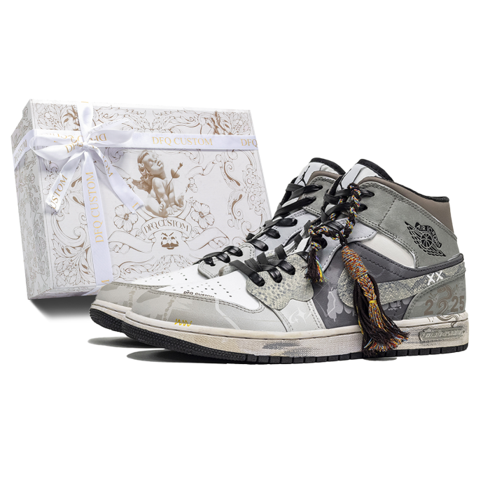 Jordan Jordan Air Jordan 1 Da Vinci Custom, Shopping Bag, Wasteland Trail Abrasion Resistant Breathable
