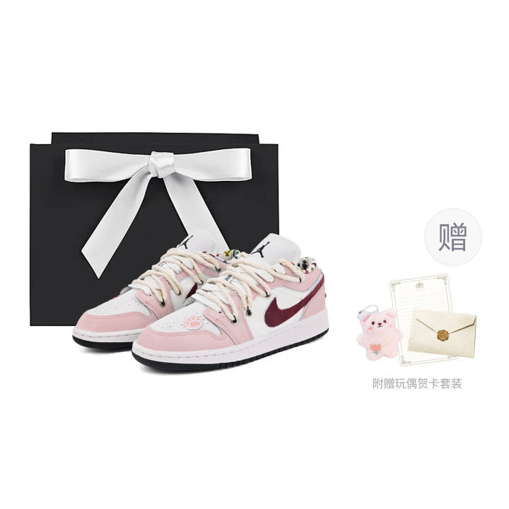 Jordan Jordan Air Jordan 1 Pink Velvet Bear Cushioning Slip Resistant Abrasion Resistant