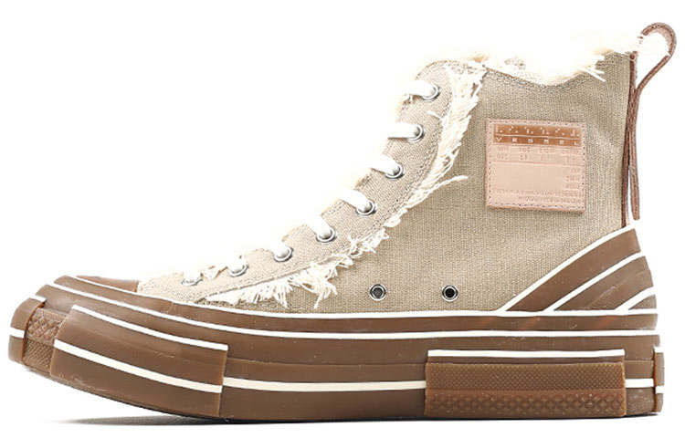 XVESSEL G.O.P.Highs Khaki Coverage Lightweight Height Increasing High top Canvas Shoes Unisex Khaki
