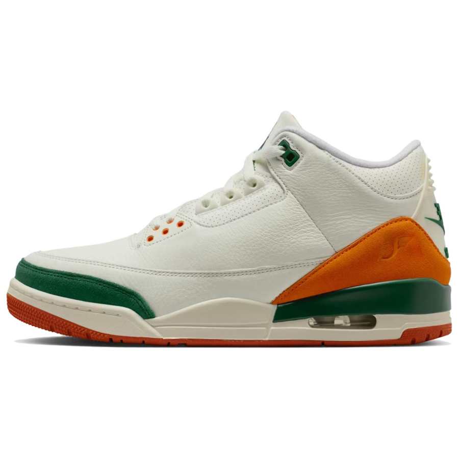 Jordan Solefly x Jordan Air Jordan 3 Slip Resistant Abrasion Resistant Mid top Basketball Shoes Unisex White Green