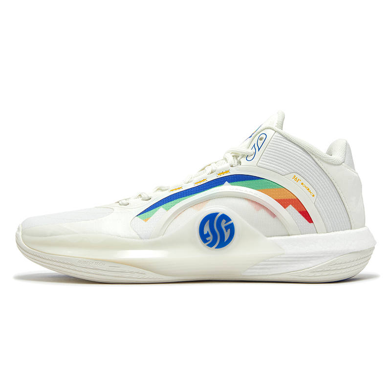 361° Cushioning, Wear Resistant Mid top Basketball Shoes Men's White