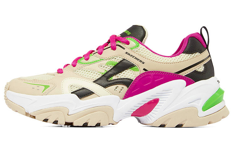 Skechers STAMINA x Skechers Stamina V2 Mecha Shoes 2 Mesh, Textile Lace Up Low top Chunky Sneakers Women's Beige Purple