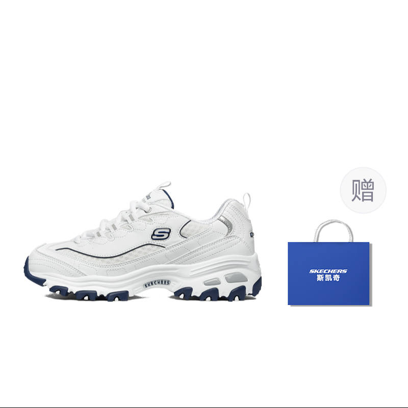Skechers D'Lites 1.0 Mesh Cushioning Slip Resistant Low top Chunky Sneakers Women's White Blue