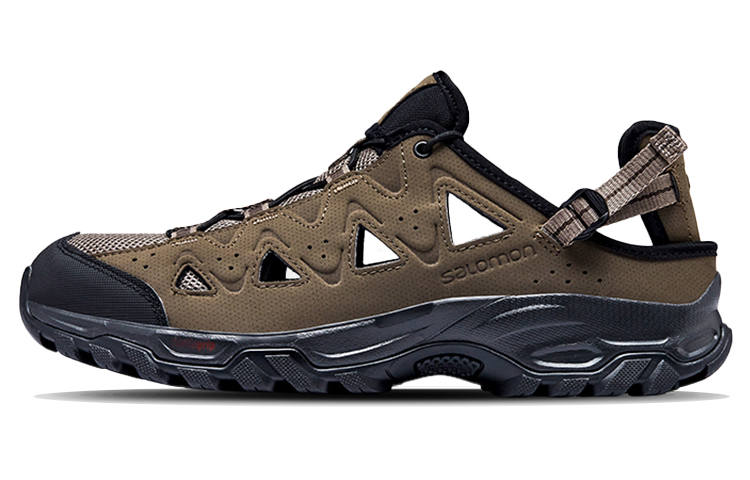 SALOMON ALHAMA Breathable Grip Support Abrasion Resistant Lightweight River Trekking Shoes Men's Dark Coffee
