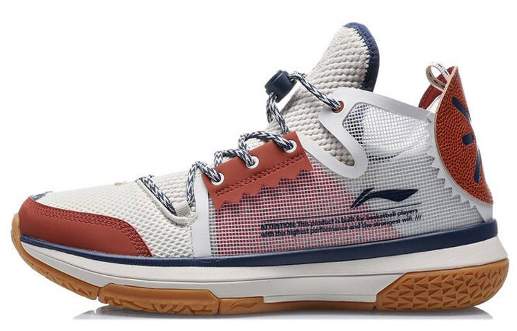 Li-Ning Li Ning Wowls Cushioning Rebound Mid top Basketball Shoes Men's White Umber