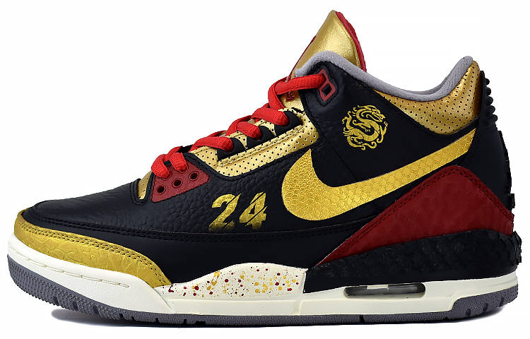 Jordan Jordan Air Jordan 3 Basketball Shoes Women's Mid Top Black/Gold/Red