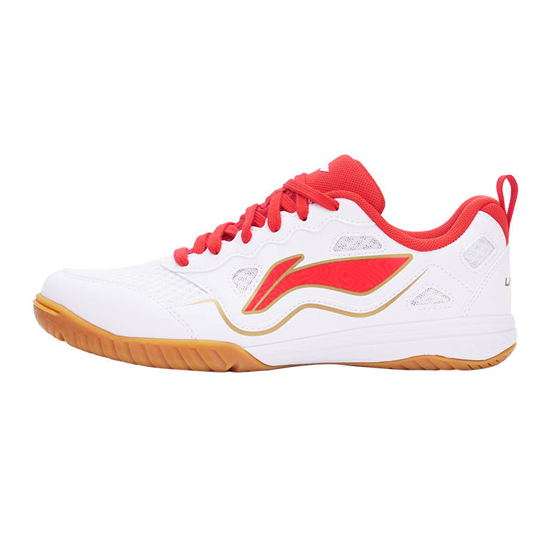 Li-Ning Li Ning Slip Resistant, Abrasion Resistant, Breathable Training Scenario Low top Table Tennis Shoes Unisex White Red