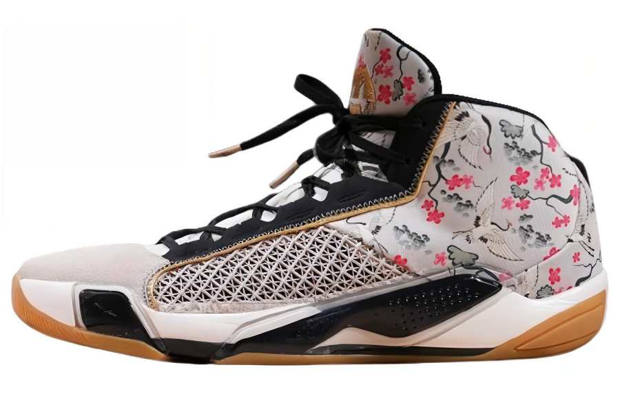 Jordan Jordan Air Jordan 38 PE Slip Resistant Abrasion Resistant Mid top Basketball Shoes Men's White Black Red