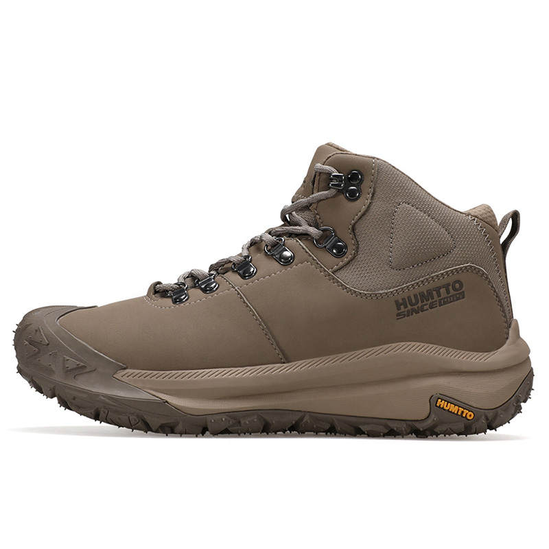 HUMTTO Fleece Lined Fashion Comfortable Cushioning Coverage Rebound High top Mountaineering Shoes Men's Sand