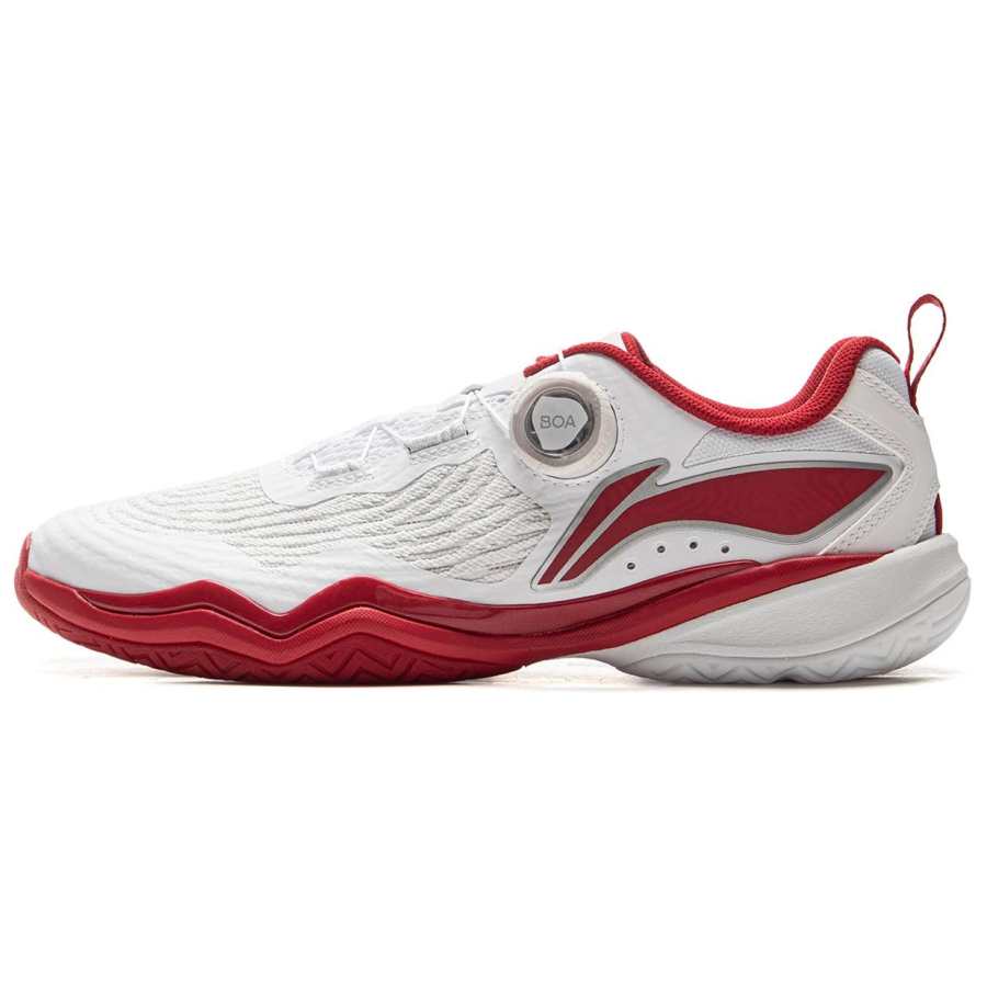 Li-Ning Li Ning Slip Resistant, Abrasion Resistant, Breathable Casual Scenario Low top Table Tennis Shoes Unisex White Red