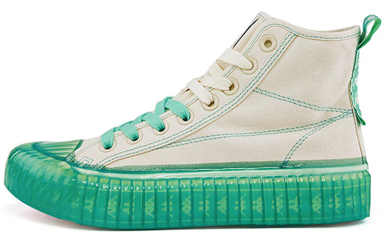 Kappa Bait Rig Slip Resistant Abrasion Resistant High top Canvas Shoes Unisex White Green
