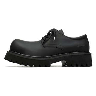 JIEPU Casual Leather Shoes Men's Low Top Black