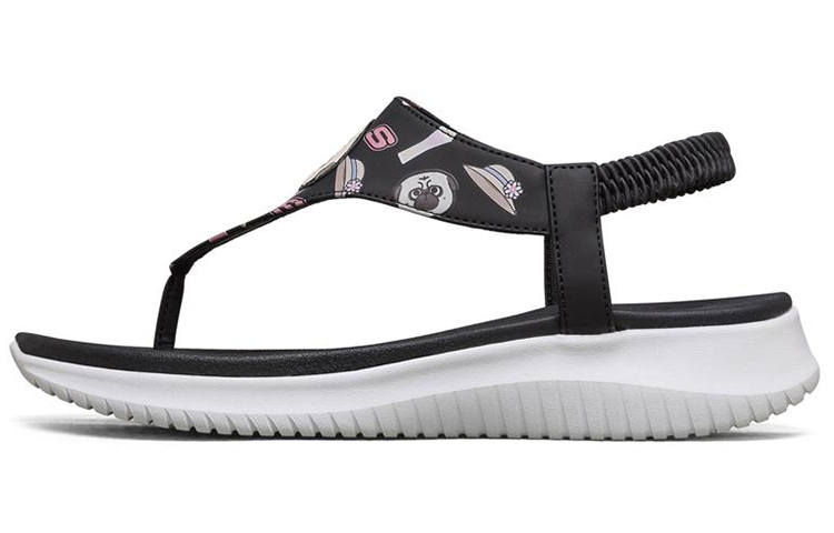 Skechers My King Mansleep x Skechers Ultra Flex 1.0 Synthetic Leather One Strap Sandals Women's Black