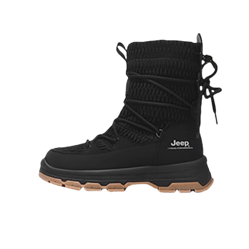 Jeep Thermal Abrasion Resistant Short Snow Boots Unisex Black