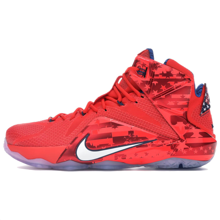 Nike Nike Lebron 12 Slip Resistant Abrasion Resistant Slip Resistant Abrasion Resistant Mid top Basketball Shoes Unisex Red
