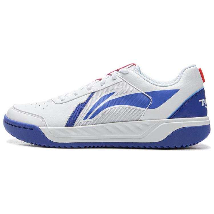 Li-Ning Li Ning Slip Resistant Abrasion Resistant Low top Tennis Shoes Men's White Blue