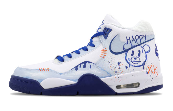 Nike Nike Flight Legacy Graffiti Bobbi Slip Resistant Mid top Vintage Basketball Shoes Men's Royal Blue