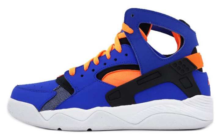 Nike Nike Air Flight Huarache Comfortable Slip Resistant Abrasion Resistant Mid top Basketball Shoes Men's Blue Orange Black