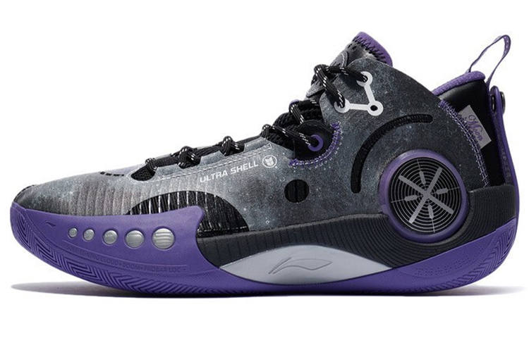 Li-Ning Li Ning Shadow 3 Cushioning Slip Resistant Abrasion Resistant Low top Performance Basketball Shoes Men's Black Purple