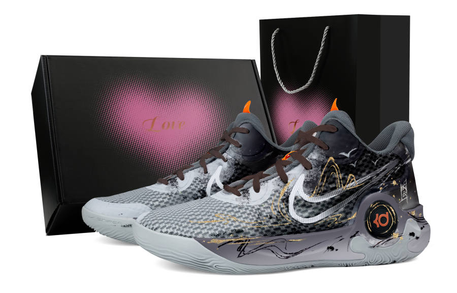 Nike Nike KD Trey 5 IX Decisive Winds And Clouds Heart Box Gradient Abrasion Resistant Mid top Basketball Shoes Unisex Black