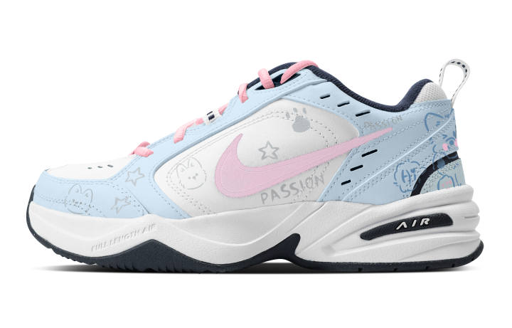 Nike Nike Air Monarch 4 Slip Resistant Abrasion Resistant Low top Chunky Sneakers Unisex Blue Pink