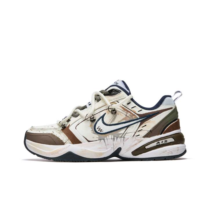 Nike Nike Air Monarch 4 Da Vinci Custom, Vector Region Slip Resistant Slip Resistant Low top Chunky Sneakers Unisex Brown