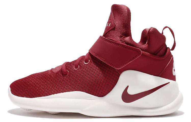 Nike Nike Kwazi Fabric Cushioning Slip Resistant Abrasion Resistant Breathable Mid top Basketball Shoes Men's Red White