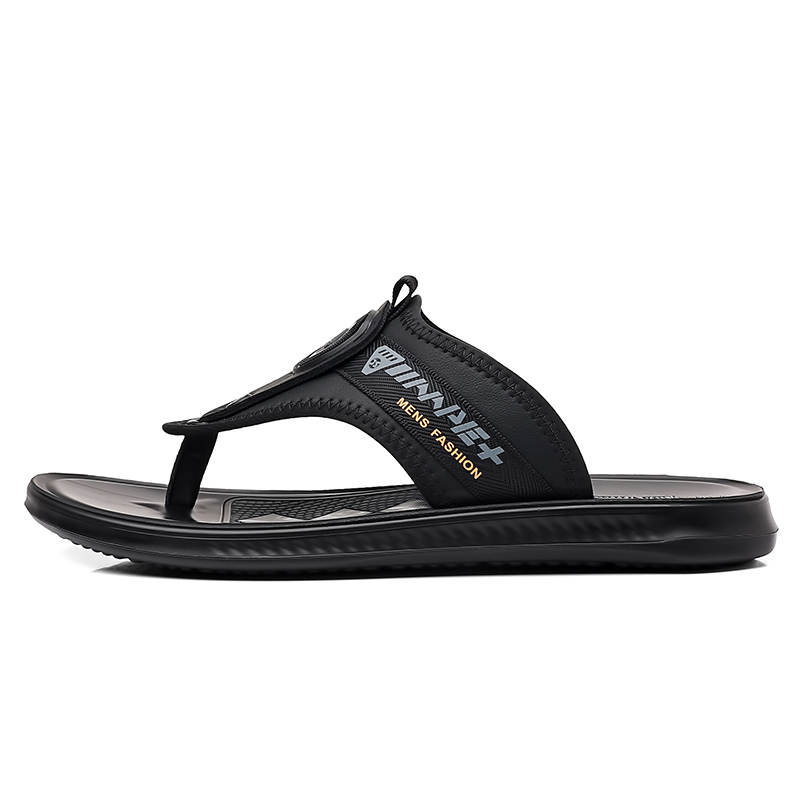 PAIBLOKS Antibacterial Abrasion Resistant Quiet Flip Flops Men's Black