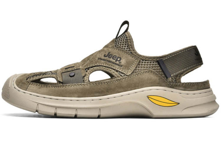 Jeep Top Grain Pig Leather River Trekking Shoes Men's Khaki