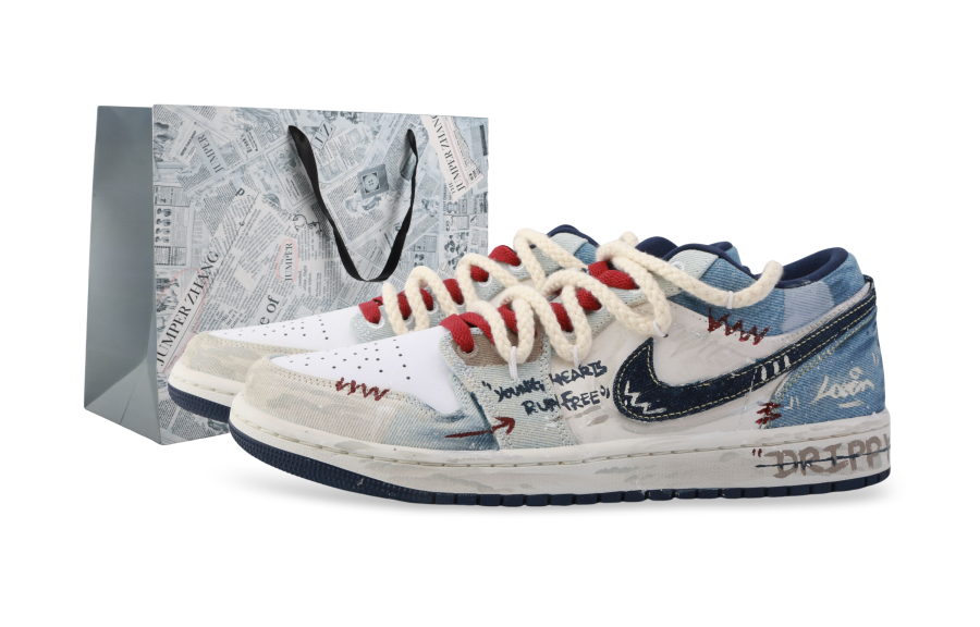 Jordan Jordan Air Jordan 1 Western Denim Cushioning Abrasion Resistant Cushioning, Wear Resistant Low top