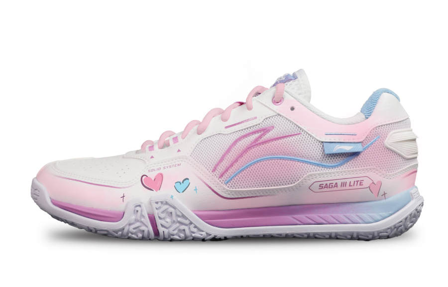 Li-Ning Li Ning Saga 3LITE Cushioning Slip Resistant Coverage Low top Badminton Shoes Unisex Pink White