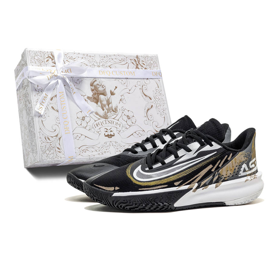 Nike Nike Precision 7 ADCDAVINCI Box, Broken Stars Cushioning Low top Basketball Shoes Men's Black White
