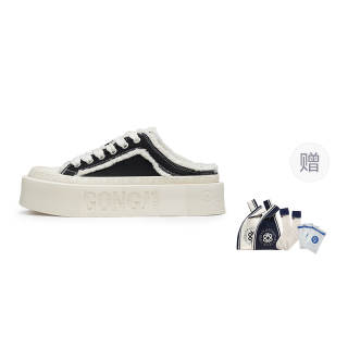 GONGJI Shared Tracks Low top Canvas Shoes Unisex Black White
