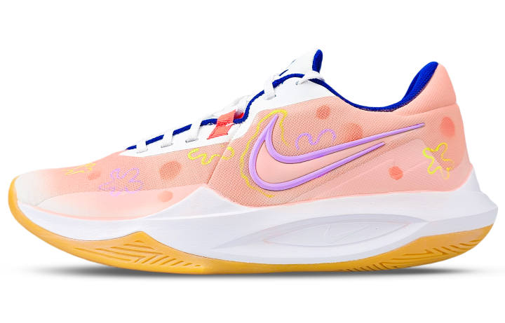 Nike Nike Precision 6 Abrasion Resistant Low top Basketball Shoes Men's Pink Yellow