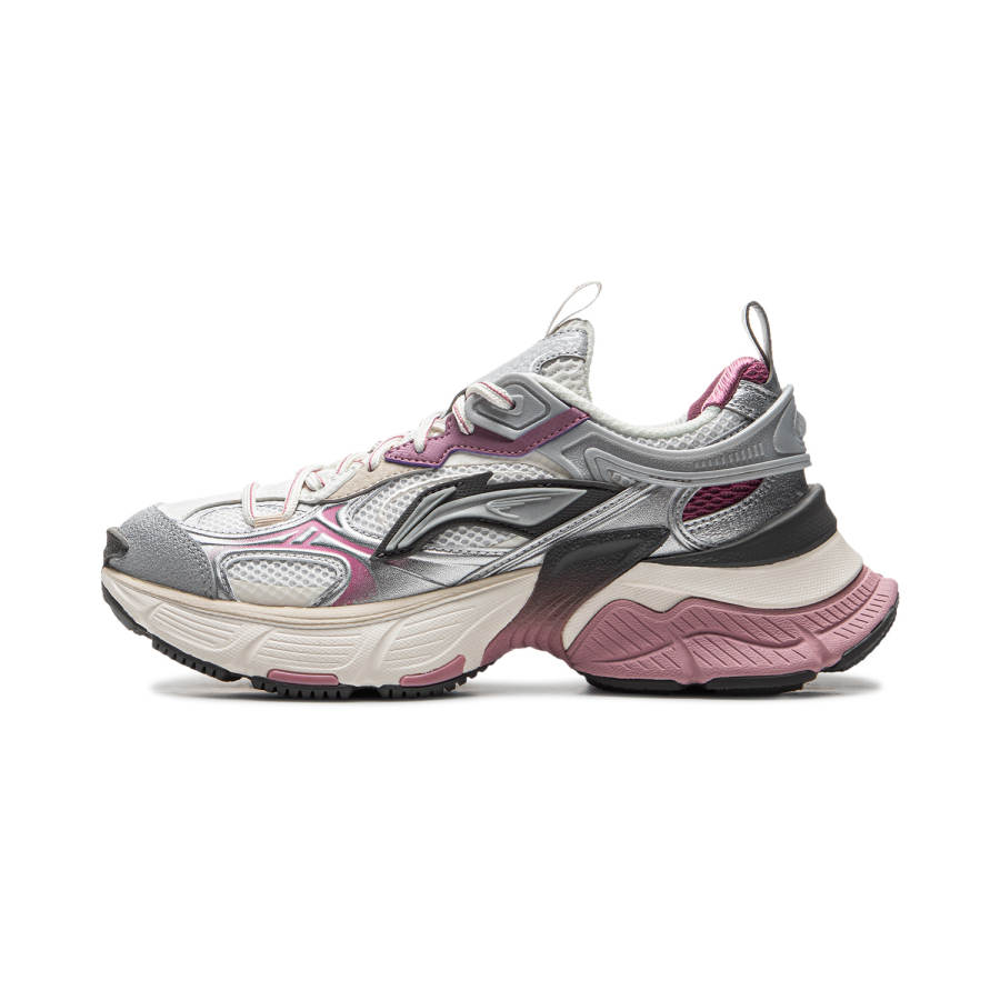 Li-Ning Li Ning Xingji Cushioning Abrasion Resistant Breathable Low top Chunky Sneakers Women's Silver White Purple