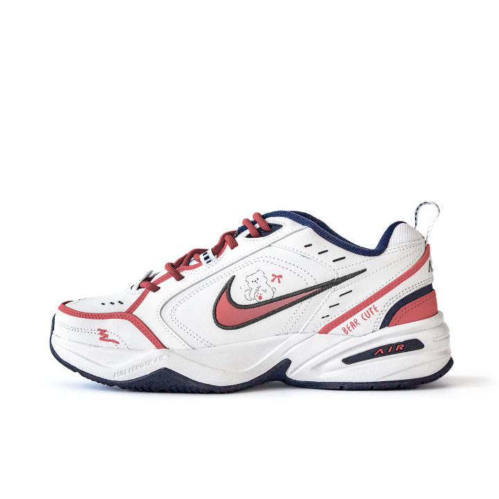 Nike Nike Air Monarch 4 Slip Resistant Abrasion Resistant Low top Chunky Sneakers Unisex White Red