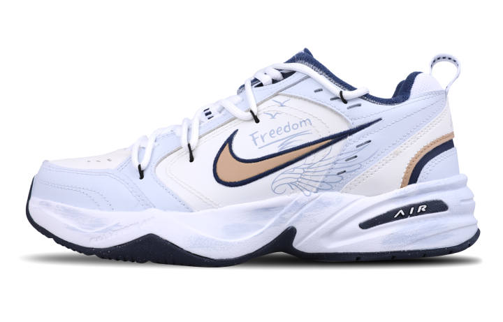 Nike Nike Air Monarch 4 White Navy Slip Resistant, Abrasion Resistant, Height Increasing