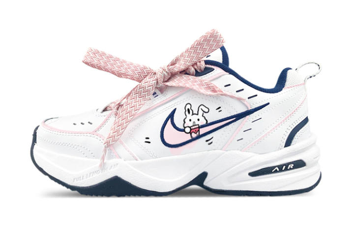 Nike Nike Air Monarch 4 Synthetic Leather, Leather Slip Resistant Low top Chunky Sneakers Unisex White Pink