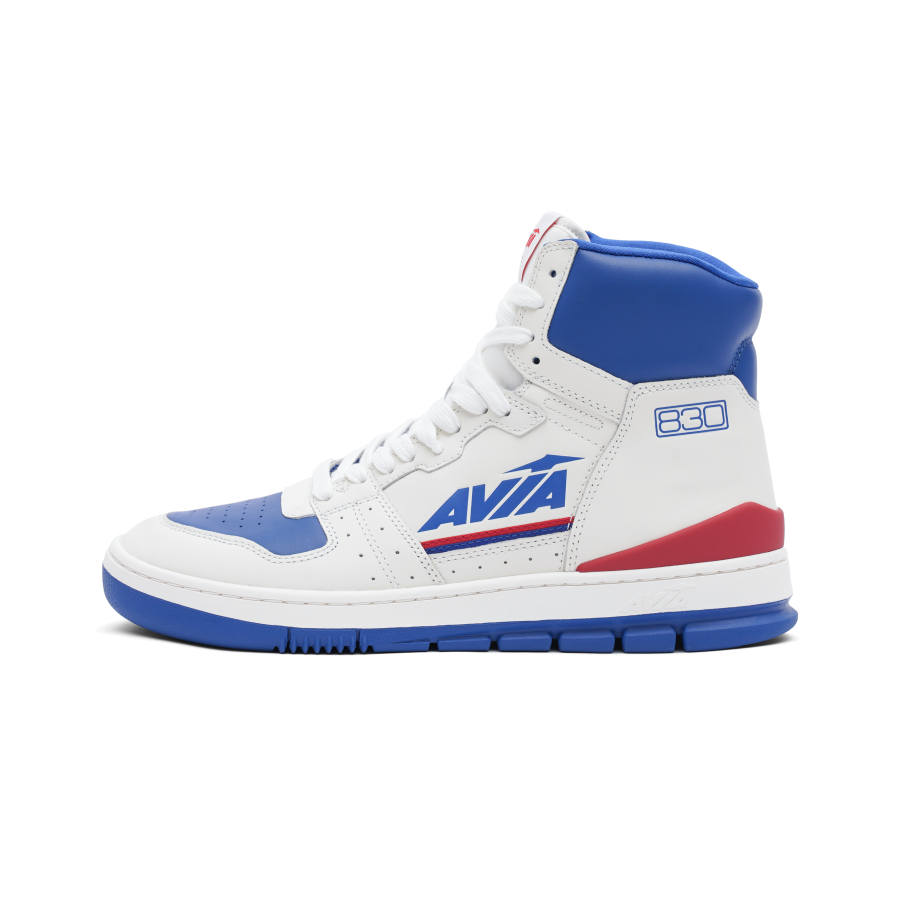 AVIA 830 Collection Slip Resistant Abrasion Resistant High top Vintage Basketball Shoes Men's White Red Blue