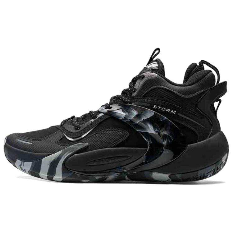 XTEP Textile, Artificial Leather Cushioning, Wear Resistant High top Basketball Shoes Men's Black Gray