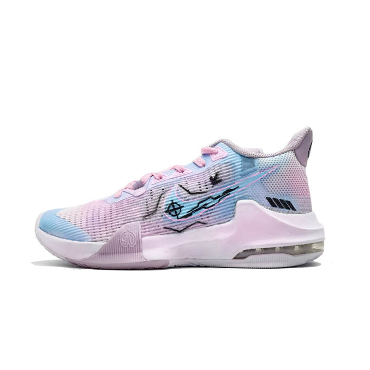 Nike Nike Air Max Impact 3 Slip Resistant Abrasion Resistant Low top Basketball Shoes Unisex Blue Pink